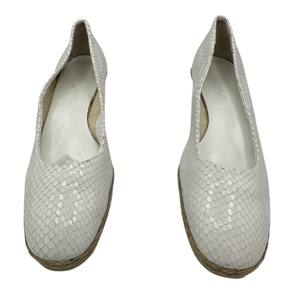 Hollywoud‎ White Snake Embossed Wedge Espadrille Heels Made in Italy Size 7
